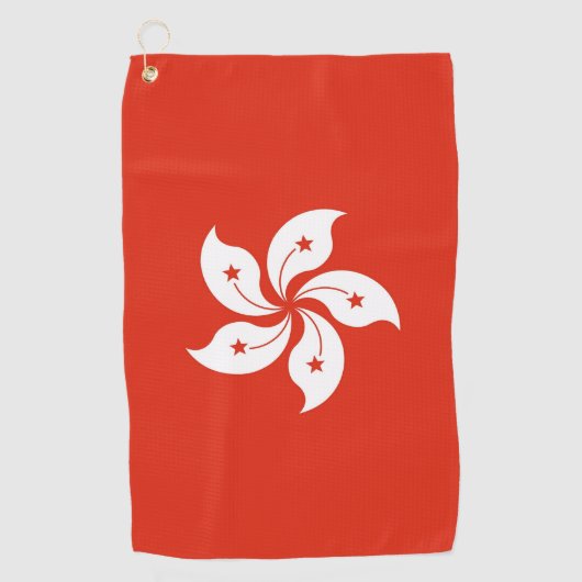 香港の旗を持つゴルフタオル ゴルフタオル (正面)