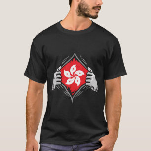香港の旗を明らかに両手を引っ張る Tシャツ