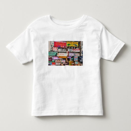 香港の街のネオンサイン トドラーTシャツ (正面)
