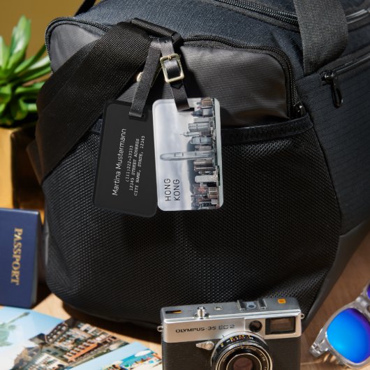 香港アイランドスカイラインレトロシティスケープヴィンテージ ラゲッジタグ (正面&裏面)