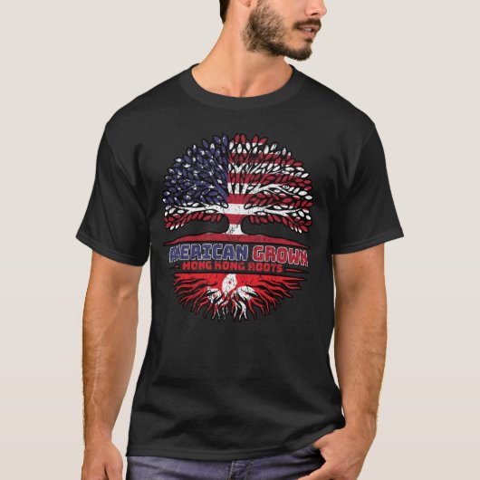 香港アメリカ合衆国アメリカ合衆国統一された州ツリーのルーツ Tシャツ (正面)