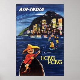 香港アート 中国画 エア・インディア 旅行ポスター ポスター