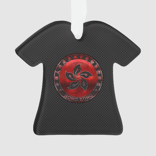 香港オーキッドフラワーオンカーボンファイバープリント オーナメント (正面)