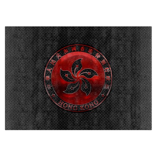 香港オーキッドフラワーオンカーボンファイバープリント カッティングボード (正面)