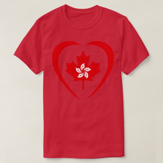 香港カナダ多国籍パトリオ国旗の聞く Tシャツ (デザイン正面)