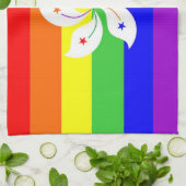 香港ゲイ誇りを持ったレインボー国旗の同性愛 キッチンタオル (折り畳み)