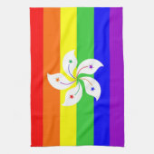 香港ゲイ誇りを持ったレインボー国旗の同性愛 キッチンタオル (縦)