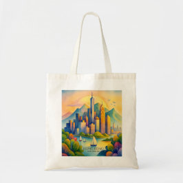 香港スカイライン水彩 | トラベルGIF トートバッグ