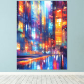 香港ネオンライトシティカラフルスケープ キャンバスプリント (インサイチュ (ウッドフロア))