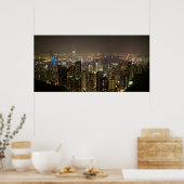 香港ハーバー（夜景） ポスター (キッチン)
