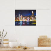 香港ビトリアハーバーナイトビューオイル塗装 ポスター (キッチン)