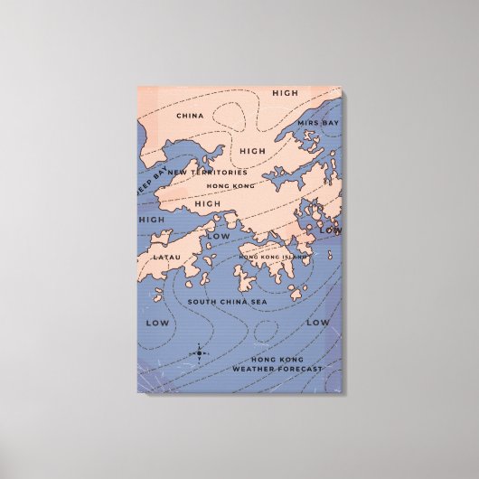 香港ビンテージ気象図 キャンバスプリント (正面)