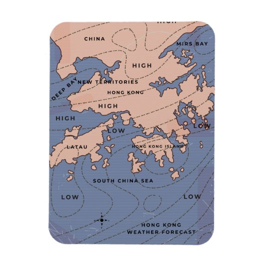 香港ビンテージ気象図 マグネット (縦)