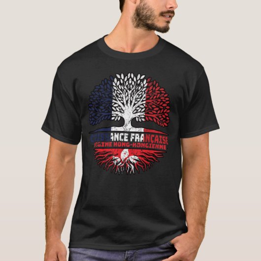 香港フラフランスのンス木のルーツ国旗 Tシャツ (正面)
