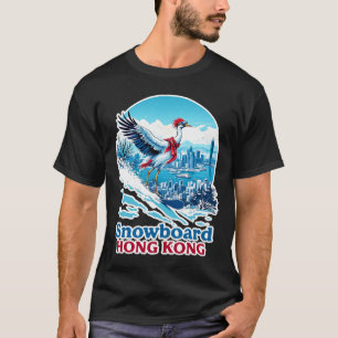 香港ブルースカイラインのスノーボードクレーン Tシャツ