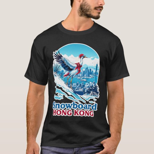 香港ブルースカイラインのスノーボードクレーン Tシャツ (正面)