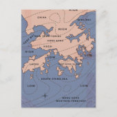 香港ヴィンテージ天気図 インビテーションポストカード (正面)