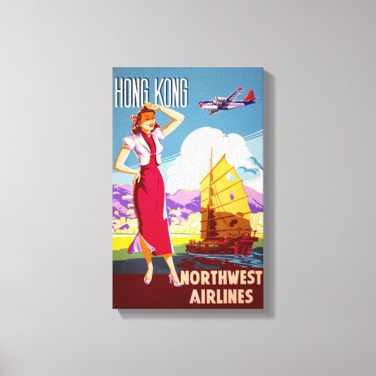 香港ヴィンテージ旅行ポスター復元 キャンバスプリント (正面)