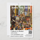 香港ヴィンテージ結婚式の旅行QRコード セーブザデート (正面)