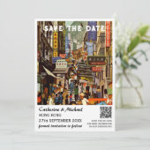 香港ヴィンテージ結婚式の旅行QRコード セーブザデート (スタンド正面)