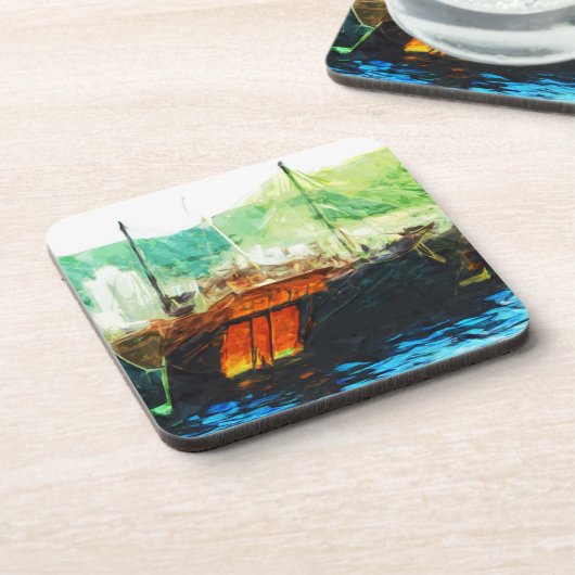 香港中国の港のジャンク抽象芸術 コースター (左側)