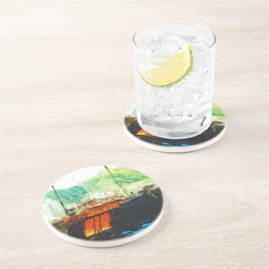 香港中国の港のジャンク抽象芸術 コースター (側面)