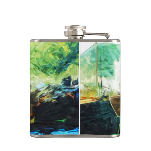 香港中国の港のジャンク抽象芸術 フラスク (裏面)