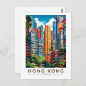 香港中国アパートメンツトラベルアートヴィンテージ ポストカード (正面/裏面)