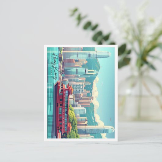 香港中国アートトラベルプレイスイラストレーション ポストカード (スタンド正面)