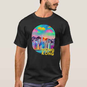 香港中国レトロ90sのモダンVaporwave T Tシャツ