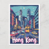 香港中国ヴィンテージトラベルイラストレーション ポストカード (正面)