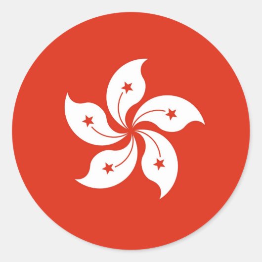 香港国旗のステッカー、中国 ラウンドシール (正面)