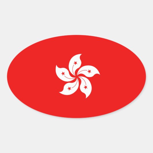 香港国旗の白い蘭のシンボル 楕円形シール (正面)