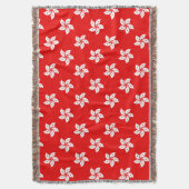 香港国旗の白い蘭（赤） スローブランケット (正面縦)