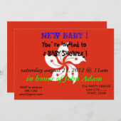 香港国旗を持つベビーシャワー招待状 招待状 (正面/裏面)