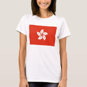 香港国旗を持つ女性Tシャツ，中国 Tシャツ