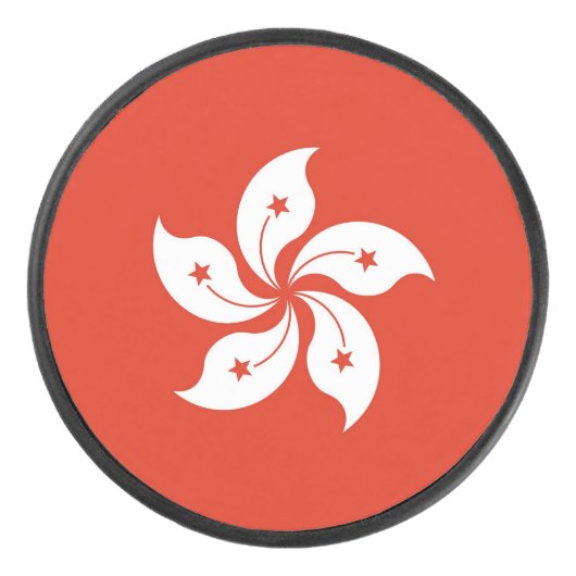 香港国旗を持つ愛国的なホッケーパック アイスホッケーパック (正面)