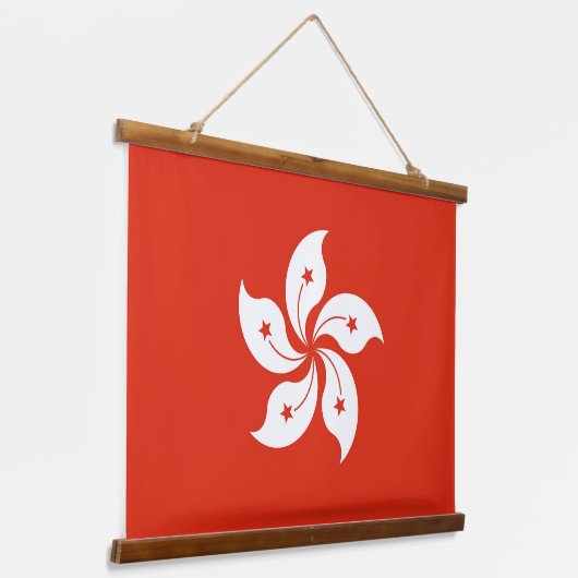香港国旗を掲げたウォールタペストリー 吊り下げ型タペストリー (傾斜あり)