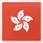 香港国旗を掲げたガラスのコースター ガラスコースター (正面)