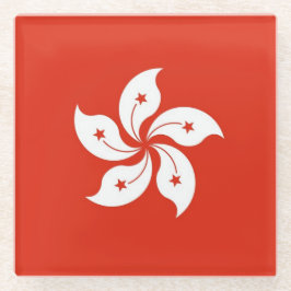 香港国旗を掲げたガラスのコースター ガラスコースター