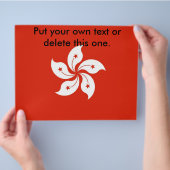 香港国旗を掲げたフライヤー チラシ (手)