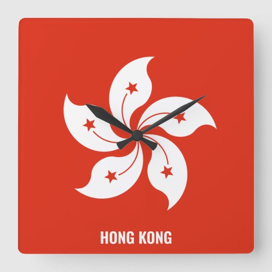 香港国旗愛国 スクエア壁時計 (正面)