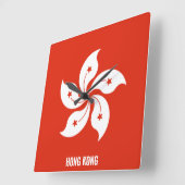 香港国旗愛国 スクエア壁時計 (傾斜)