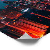 香港超高層ビルスカイラインナイトライト ポスター (角)