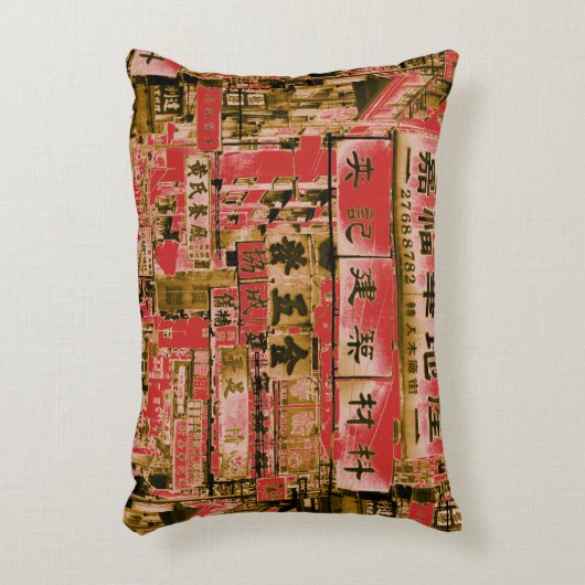 香港通りシンボルや象徴(赤) アクセントクッション (正面(垂直))