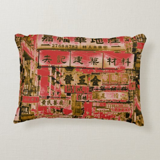 香港通りシンボルや象徴(赤) アクセントクッション (裏面)