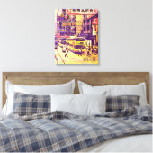 香港通りシーンヴィンテージ旅行 キャンバスプリント (インサイチュ (寝室))