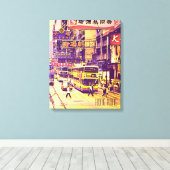 香港通りシーンヴィンテージ旅行 キャンバスプリント (インサイチュ (ウッドフロア))