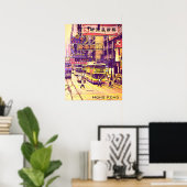 香港通りシーンヴィンテージ旅行 ポスター (ホームオフィス)