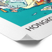 香港、中国の地図 ポスター (角)